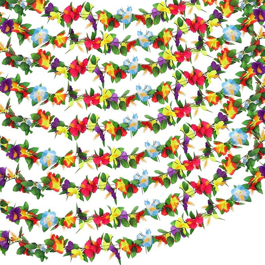 Hotop 2 Pcs 7.71 ft Hibiscus Flower Garland for Hawaiian Party Decoration Artificial Summer Spring Beach Silk Tropical Garland Plant Floral Vines Hawaiian Leis for Luau Birthday Party Wedding Decor