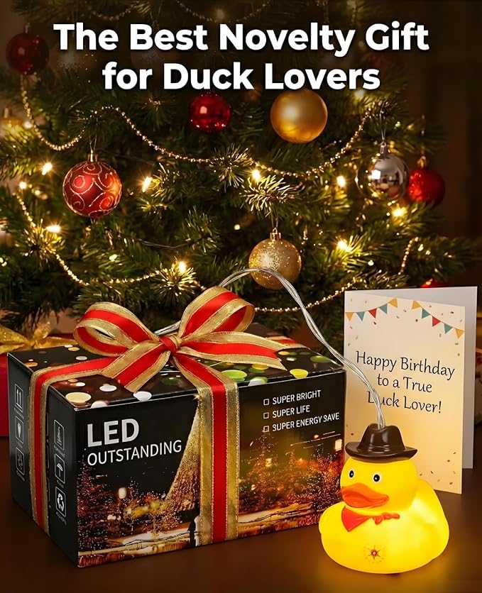 AceList Cowboy Rubber Duck String Lights - 20 LED Squeaky Night Light for Bedroom, Bathroom & Jeep Dashboard, USB/Battery Box Powered Novelty Western Gifts for Kids Christmas Party