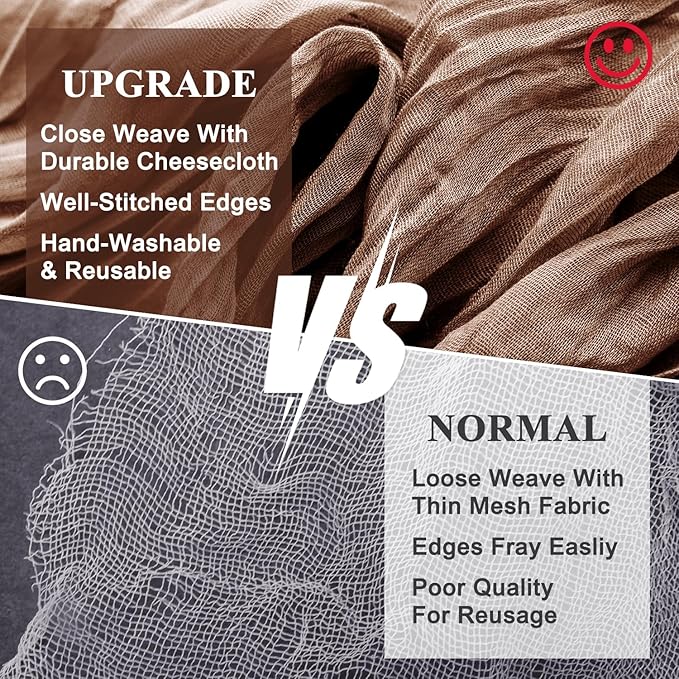 Wokceer Cheesecloth Table Runner Thanksgiving Brown 10FT Boho Gauze Fall Cheese Cloth Table Runner for Party Long Rustic Sheer Table Runners for Baby Bridal Shower Wedding Easter Table Decor