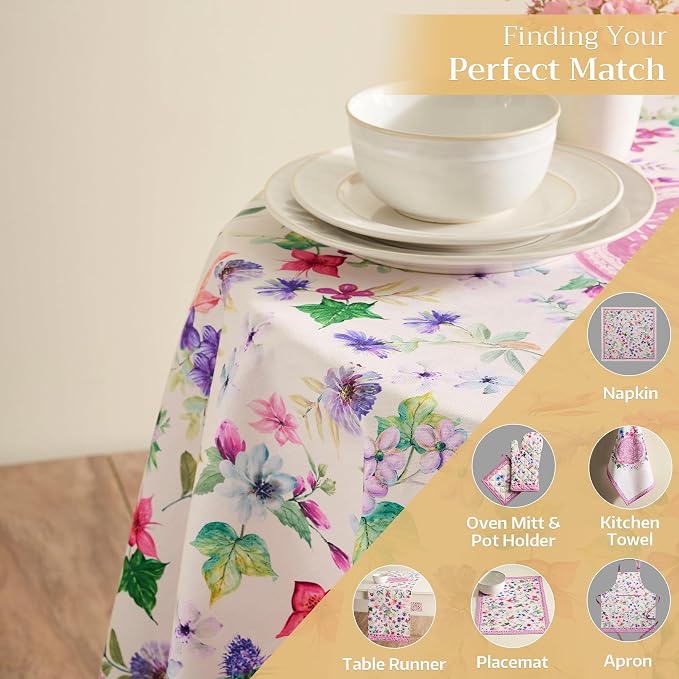 Maison d' Hermine Table Cloth Round Table 100% Cotton 63 Round Inches Tablecloth Reusable Decorative for Dining Kitchen Room Farmhouse Party Home Hotel Restaurant Spring Summer - Chardon