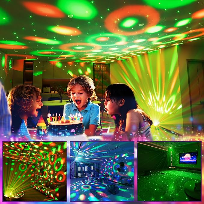 Party Lights Disco Ball Light, Dj Disco Lights Sound Activated Led Star Projector Galaxy Light for Parties Stage Strobe Club Bar Room Dance Wedding Birthday Karaoke Xmas Halloween Christmas Home Décor