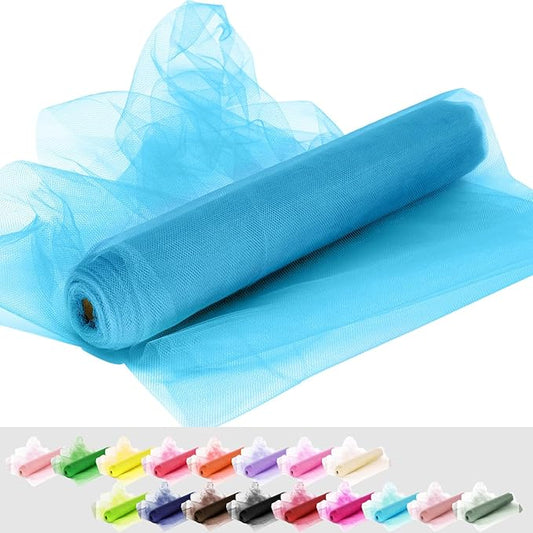 Tulle Fabric Rolls, 54 Inch by 10 Yards (30 ft) Tulle Ribbon for Wedding Party Decoration Sheer Fabric Spool Bolt, Ceiling Decor, Tutu Skirt, Christmas Gift Wrapping, Soft & Drape (Turquoise)