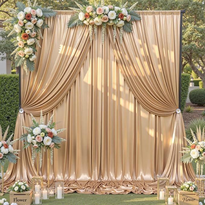 10×10FT Champagne Backdrop Curtain Shimmer Sequin Photo Backdrop Drapes Wrinkle-Free for Wedding Party Background Birthday Graduation Back Drop Bridal Baby Shower Christmas Halloween Stage Decor