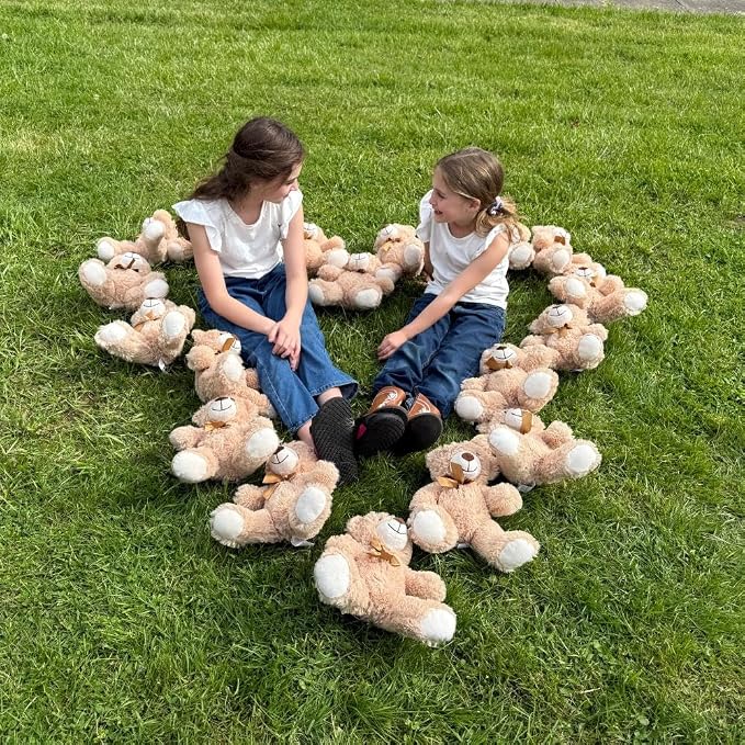 MaoGoLan 7Pcs Bulk Teddy Bears Stuffed Animals Baby Shower, Soft Small Stuffed Bears in Bulk, 13.5" Cuddly Mini Teddy Bears Centerpiece,Wedding,Party,Engagement