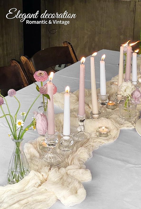 10 Pack Ivory Cheesecloth Table Runner 17x108 Inch Semi Sheer Boho Gauze Cheese Cloth Table Runners, for Wedding Bridal Shower Birthday Party Home Decor Garden Farmhouse