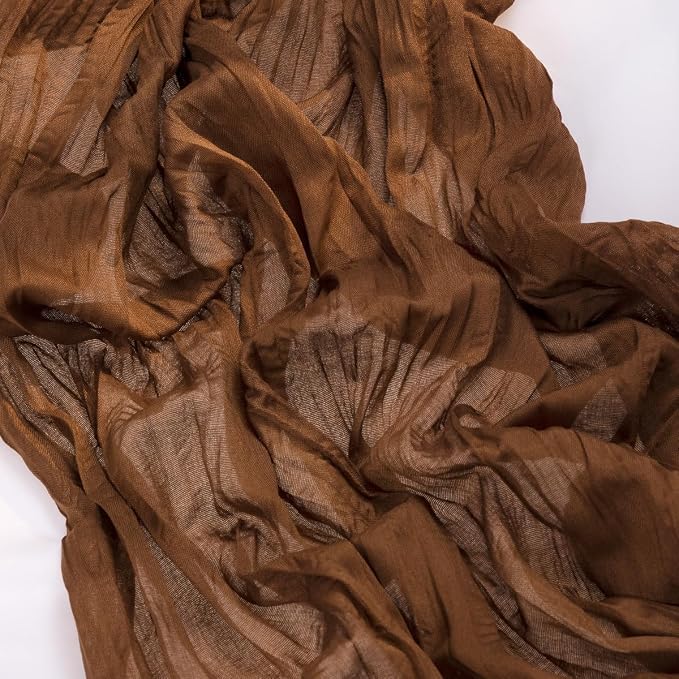 MLMC 6 Pack Brown Table Runner 10ft Boho Rustic Gauze Coffee Cheesecloth Table Runner Neutral Cheese Cloth Table Decor 65x120 Inches for Wedding Bridal Shower Reception Party Decor