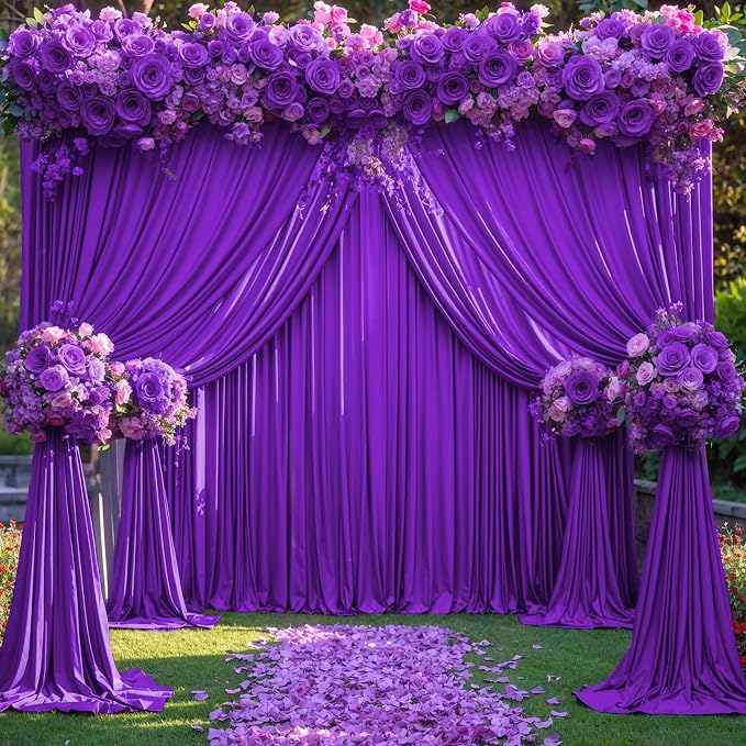 10 Panels Purple Backdrop Curtains for Wedding Party Wrinkle Free Backdrops Curtain Drapes Fabric Decorations Photo Back Drop Cloth for Baby Shower Photography Stage Reception 50ft(W) x 12ft(H)