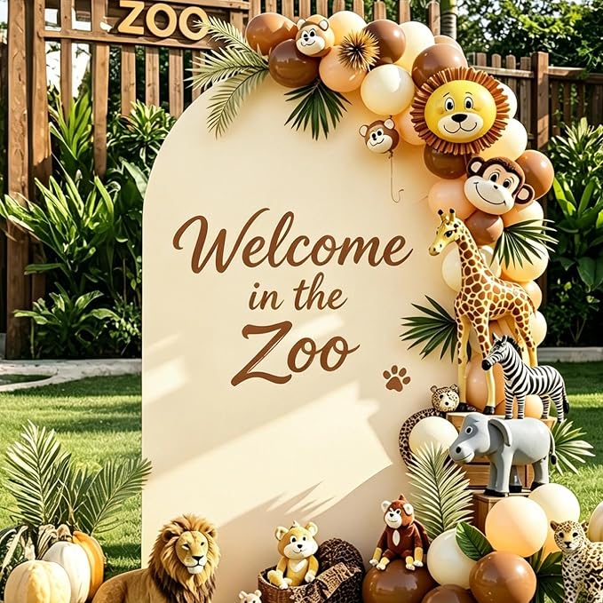 Metal Arch Backdrop Stand and Cover Set (Beige, 7.2 ft), Wedding Arch Stand with Beige Cover for Baby Shower, Party, Birthday, Wedding, Bridal Shower