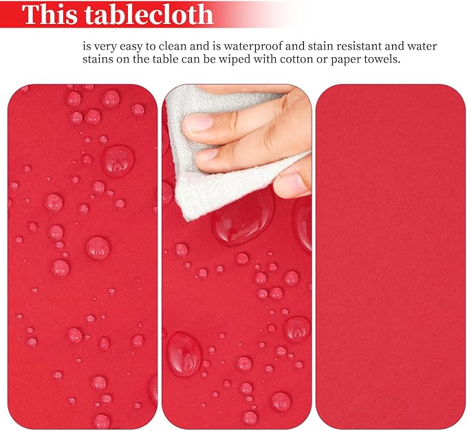 6 Pack Red Round Tablecloth 90 Inch, Waterproof Polyester Table Cloth for Round Tables Red Tablecloths Stain and Wrinkle Resistant Washable Fabric Table Cover for Party Dining Wedding Banquet