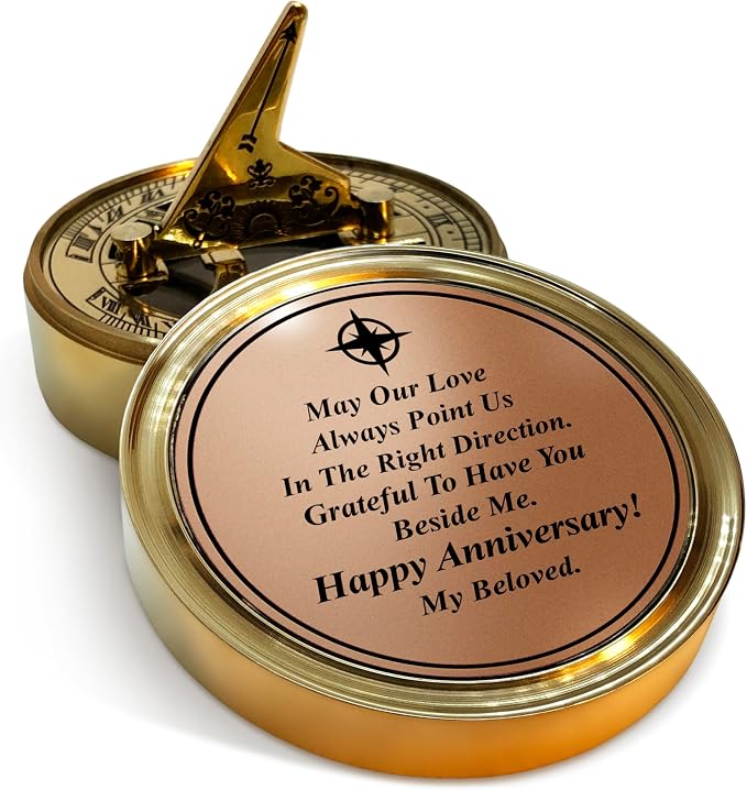OakiWay Anniversary Sundial Compass & Infinity Love Candle Holder - Best Bundle for Husband or Wife