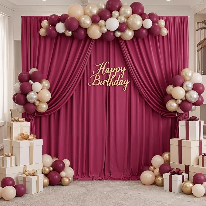 20ft x 10ft Wrinkle Free Maroon Backdrop Curtains for Parties, Thick Fabric Burgundy Backdrop Drapes for Wedding Background Baby Shower Birthday Parties