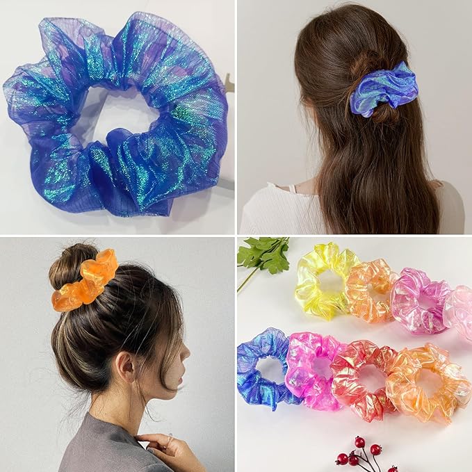 4Pcs Multi-Mode Light Up Scrunchies - Glow Hair Accessories for Women, Girls, Rave, Neon Party, Halloween & Christmas