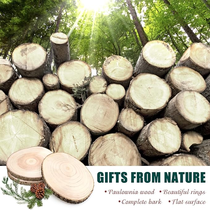 ZYNERY 3 Pcs Wood Slices for Centerpieces 13-15 Inches, Unfinished Wood Rounds Rustic Decor, Natural Large Wooden Circles Centerpieces for Tables, DIY Wedding Decoration Wood Pieces for Painting