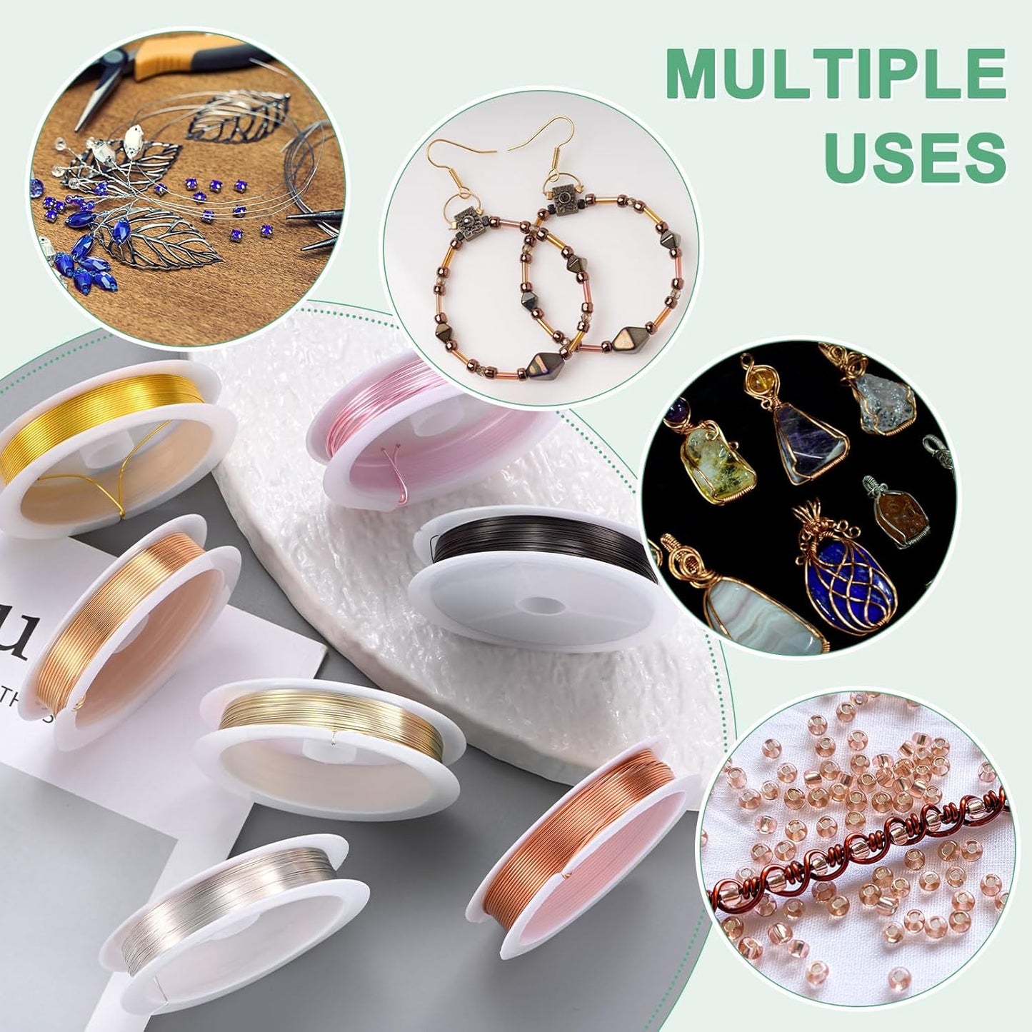 0.7 mm/21 Gauge Copper Wire for Jewelry Making, 10.2FT Copper Beading Craft Wire for Jewelry/Weaving/DIY Crafting/Planting, Color-Retaining [3.1M, KC-Gold]