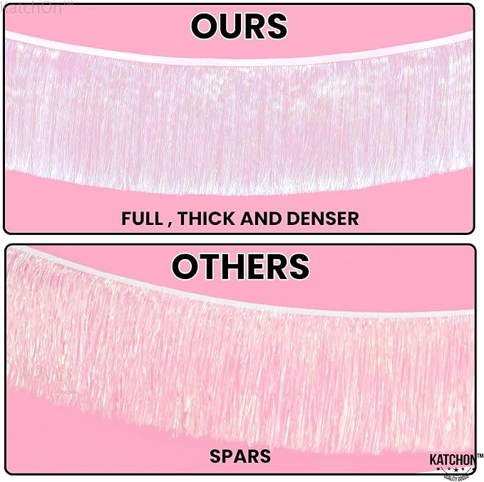 KatchOn, White Iridescent Fringe Banner - 6.5 Feet, Pack of 2 | Iridescent Fringe Garland for Bachelorette Party Decorations | Iridescent Tinsel Garland for Halloween Decor, Christmas Decorations