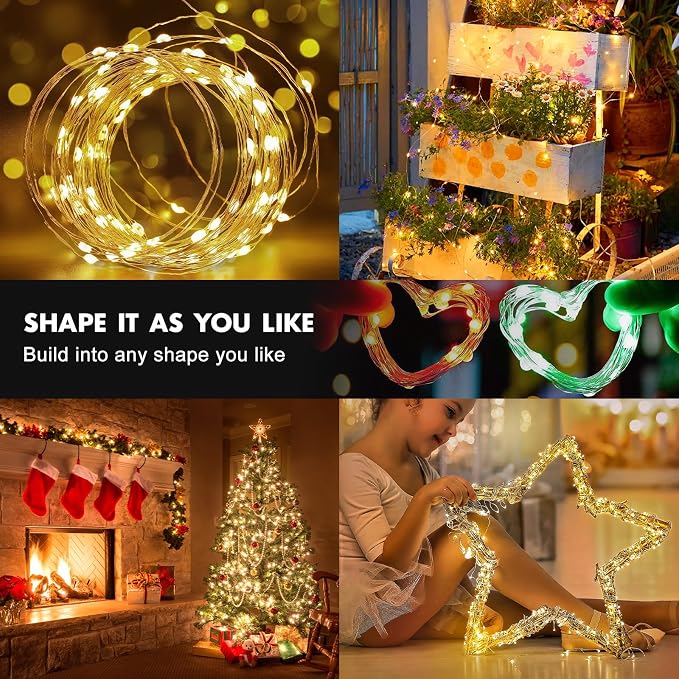 2Pack Battery Fairy Lights, Total 78Ft 240LED, Battery Operated Fairy Lights with Remote and Timer, RGB Color Changing String Lights/Twinkle Lights for Bedroom Indoor Christmas Decoration