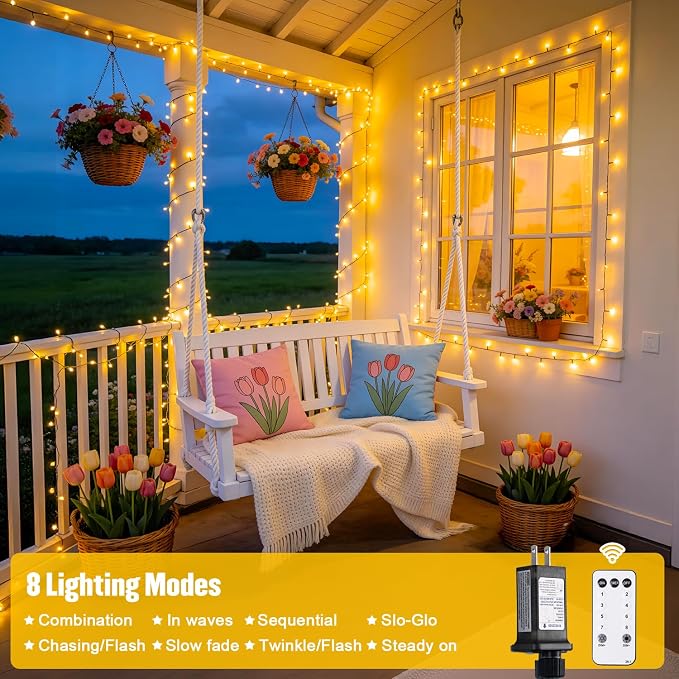 JMEXSUSS 1000 LED 328 FT Warm White Christmas Lights, 8 Modes String Lights Outdoor Waterproof for Christmas Classroom Dorm Patio Decor