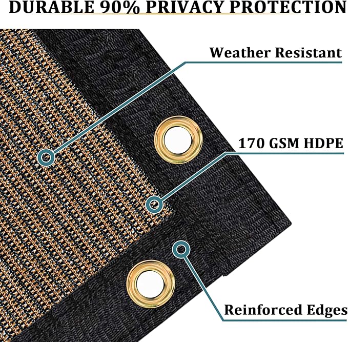 Shade&Beyond 5'x40' Brown Privacy Screen Fence Cover 170 GSM Fencing Mesh Fence Panel for Wall Garden Yard Backyard Indoor Outdoor Home Decoration