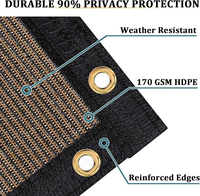 Shade&Beyond 8'x35' Brown Privacy Screen Fence Cover 170 GSM Fencing Mesh Fence Panel for Wall Garden Yard Backyard Indoor Outdoor Home Decoration