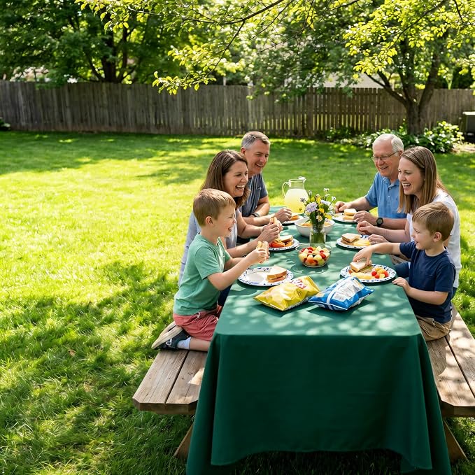 8 Pack Dark Green Tablecloth 60x102 Inch Hunter Green Rectangle Table Cloth for 6 Foot Rectangle Tables, Wrinkle Resistant Washable Fabric Table Cover for Dining Banquet Wedding Party