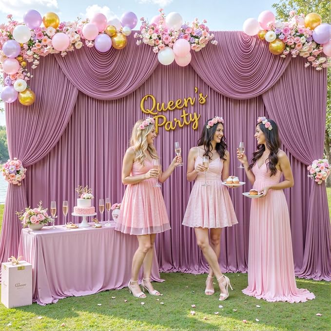 8 Panels Dusty Pink Backdrop Curtain for Wedding Parties Wrinkle Free Pink Photo Curtains Backdrop Drapes Fabric Decoration for Birthday Party Baby Shower 40ft(W) x 10ft(H)