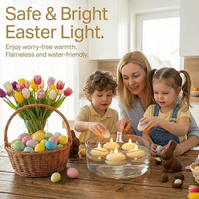 Aignis 48 Flameless LED Floating Candles, 2.2-Inch Plastic Battery Operated Tealights, Glow Time Over 200 Hours, Cozy Romantic White Light, Suitable for Pool/Bathtub/Hot Bath/Wedding Centerpiece Decor