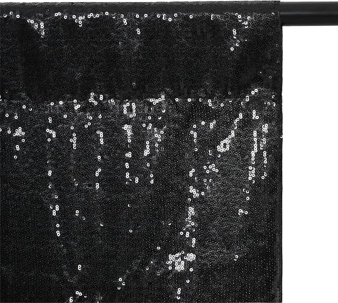 Eternal Beauty Black Thick Sequin Backdrop, 10x10 Ft Halloween Glitter Background Curtains for Shimmer Photography Party Wedding Birthday Back Drop Decor