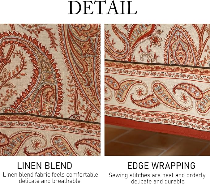 ISAENNE Designer Vintage Linen Rectangular Tablecloth,94"x63"-Chauffrey D | Vintage French Table Cloth Rectangle Table,Cashew Pattern,Durable,Heavyweight,Dining,Kitchen,Tea Party,Thanksgiving