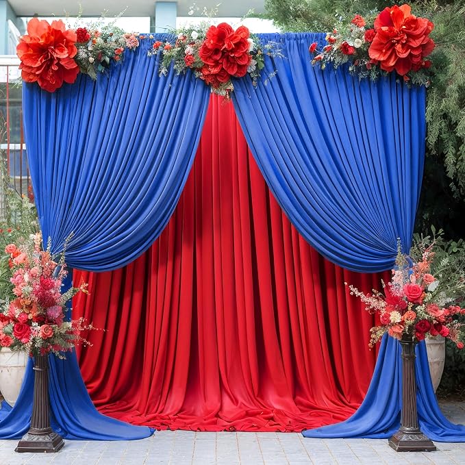 10x12 Royal Blue Backdrop Curtains for Wedding Party Wrinkle Free Backdrops Curtain Drapes Fabric Decorations Photo Back Drop Cloth for Baby Shower Photography Stage Reception 5ft x 12ft,2 Panels