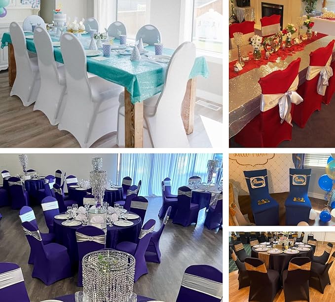 2pcs Stretch Polyester Spandex Dining Chair Cover Covers Slipcovers for Wedding Banquet Party (White, 2)