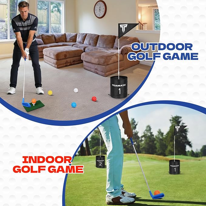Battle Golf Yard Game Set - Backyard Golf Challenge for Adults | Portable Bucket Golf Course with Clubs & Balls | Outdoor & Indoor Backyard Games for Lawn, Park, Beach, Camping, and Home