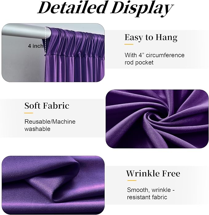 50ft x 12ft Purple Backdrop Curtains for Parties, Wrinkle Free 10 Panels Photo Backdrop Drapes Back Drop Cloth for Wedding Birthday Photography Background Decor