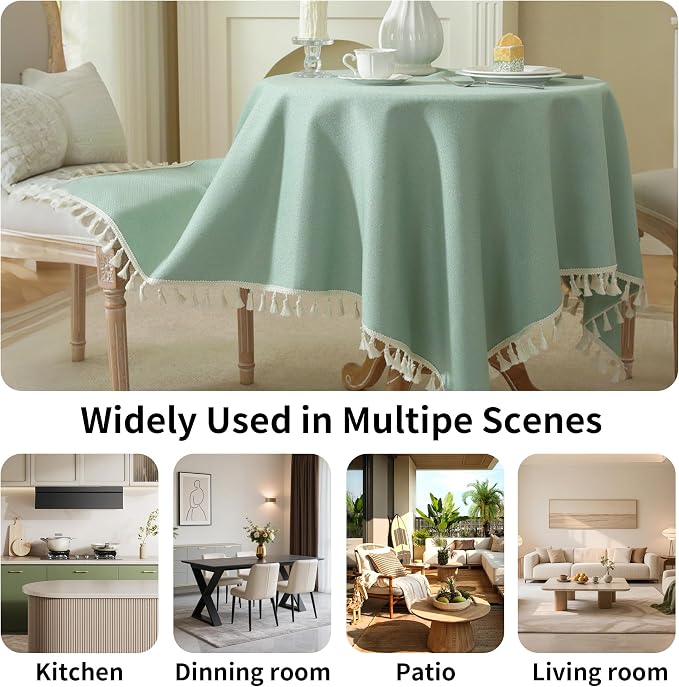 Table Cloth Square Table with Waterproof, Spring Tablecloth with Tassel,Tablecloths for Protect Table Dining, Party and Camping