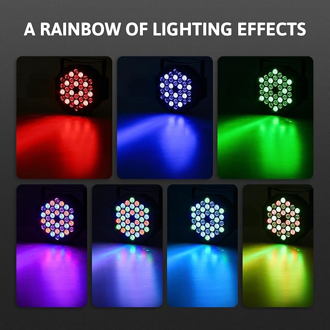 CO-Z Stage Lights 36 RGB LED Par Lights with Remote Control DJ Uplighting for Event Wedding Christmas Halloween Party Club Music Stage Lighting, 2 Pack