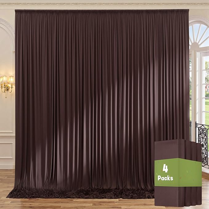 20ft x 10ft Wrinkle Free Brown Backdrop Curtains for Parties, 4 Panels 5x10ft Thick Polyester Photo Backdrop Drapes for Weddings Birthday Party Photography Background
