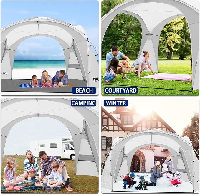 UNP Easy Beach Tent Pop Up Canopy UPF50+ Tent with Side Wall, Ground Pegs, and Stability Poles, Sun Shelter Rainproof, Waterproof for Camping Trips, Backyard Fun, Party Or Picnics