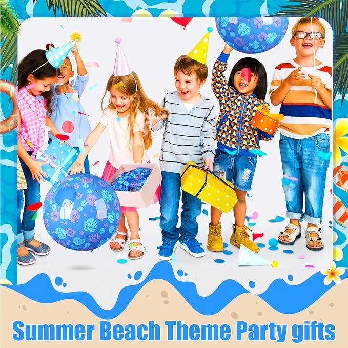 Leyndo 4 Pack Hawaiian Themed Beach Ball for Kids 11.81" Bulk for Summer Pool and Beach Game Gifts and Birthday Party Supplies and End of The Year Class Party Decoration Favors