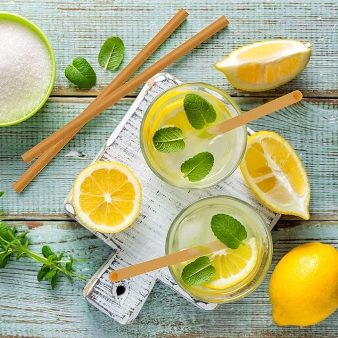 Biodegradable Sugarcane Straws - 10.2 Inch Long Compostable Drinking Straws - Bulk Plasticless Alternative for Hot/Cold Drinks