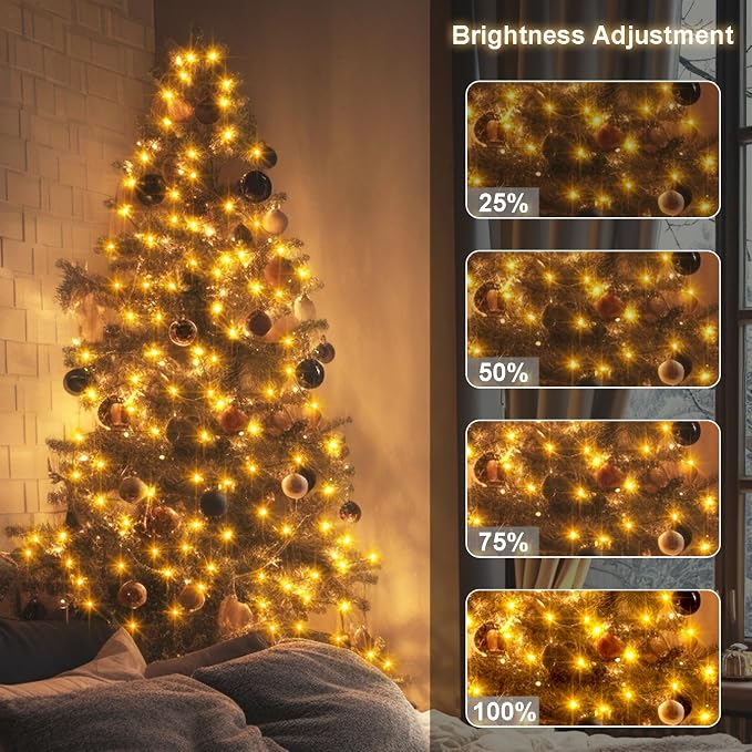 ZAIYW Battery Fairy Lights 4 Pack 16.5Ft 50 LED Fairy Lights with Remote Timer 8 Modes, Dark Green Copper Wire Waterproof Fairy String Lights for Bedroom Christmas Tree Garland Decor (Warm White)
