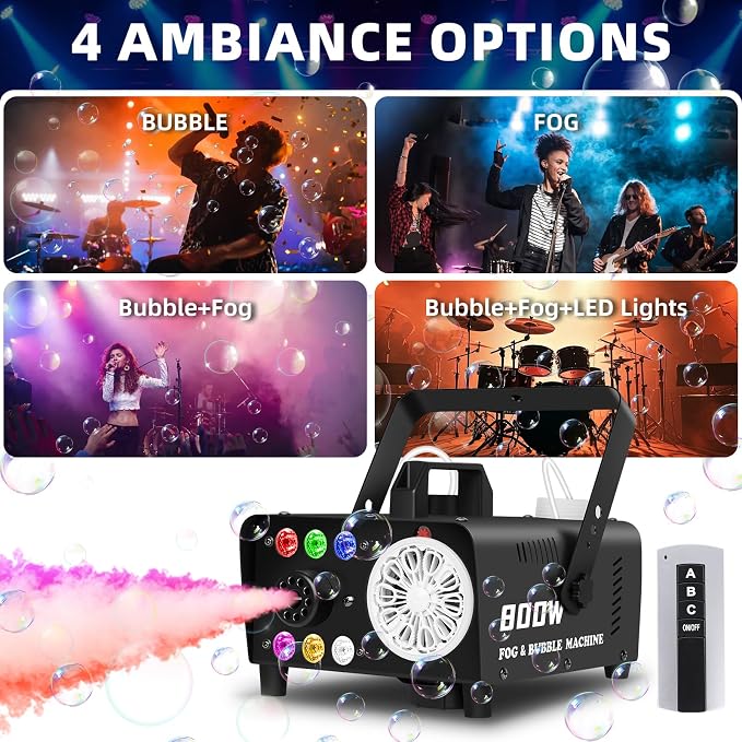 Fog Bubble Machine 800W 2-in-1 Bubble Fog with RGB Lights & Remote Control, Smoke Bubble Maker, Halloween Bubble Fog Machine for Parties,Birthdays, Stage Effects, Indoor Outdoor Events | Halloween Bubble Fog Machine for Parties,Birthdays, Stage Effects...