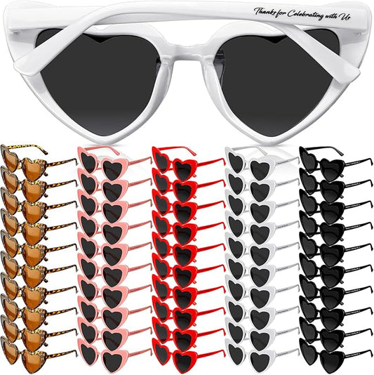 Vabean Wedding Heart Sunglasses Bulk Wedding Gifts Bachelorette Bridal Party Favors for Guests Reception