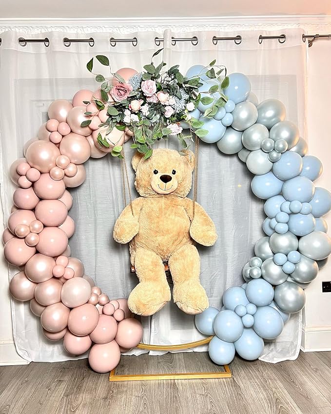Double Stuffed Pastel Blue Balloons Different Size 115Pcs 5/10/12/18 Inch Macaron Light Blue Balloon Garland Arch kit for Birthday Gender Reveal Baby Shower Party
