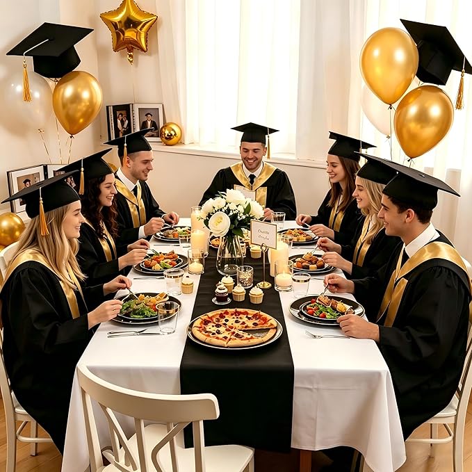 SUT 175 Pcs Black and Gold Plastic Dinnerware Set for 25 Guests, Include: 25 Dinner Plates, 25 Dessert Plates, 25 Pre Rolled Napkins With Silverware, 25 Cups, Disposable Plates for Party