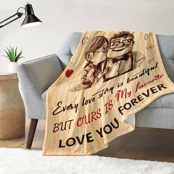 Wedding Anniversary Blanket for Her Him - Romantic I Love You Gift for Women Men Couple - Happy Anniversary for Wife Husband Girlfriend Boyfriend - Throw Blanket 50"x60"