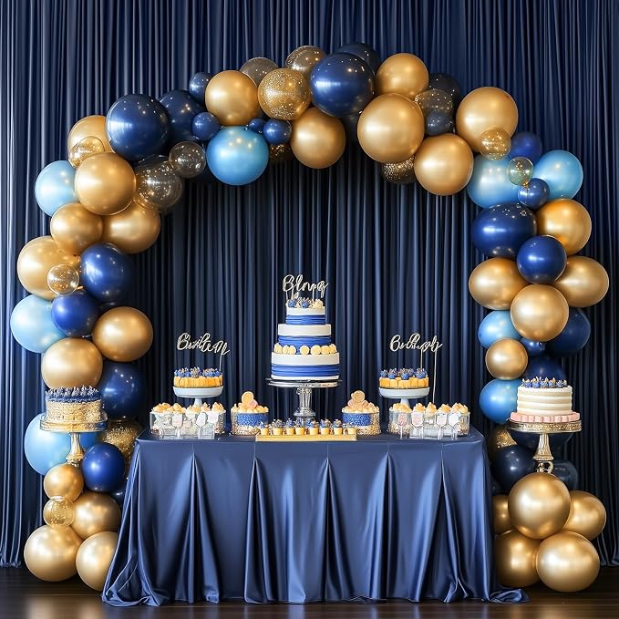 20ft x 12ft Navy Blue Backdrop Curtain for Parties, Wrinkle Free 4 Panels 12ft Long Photo Backdrop Drapes Back Drop Cloth for Wedding Birthday Party Baby Shower Photography Background