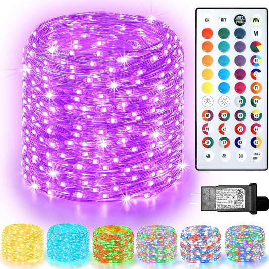 Lovelite 200 LED Fairy Lights Color Changing, 66 FT 35 Colors Halloween Fairy Lights with Remote, Purple Orange String Lights for Bedroom Christmas Holiday Wedding Party Indoor Outdoor Decor