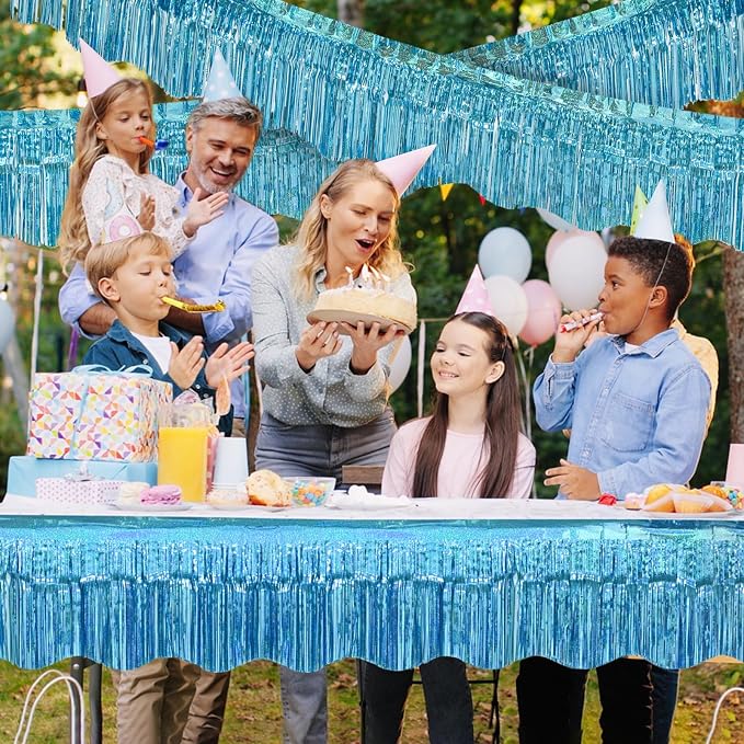 LOLStar Blue Foil Fringe Tinsel Garland, Tinsel Streamers Banner, 6 Pack | 60Ft Tinsel Streamers, Shiny Blue Tinsel Fringe Banners for Wedding, Birthday, Anniversary, Christmas, New Year Party Decor