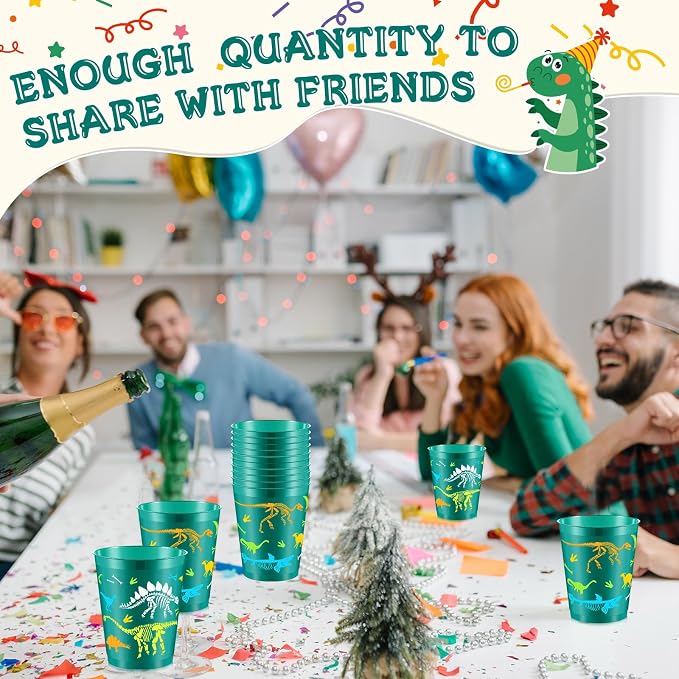 Lallisa 50 Pcs 16 oz Dinosaur Cups, Plastic Dinosaur Birthday Party Supplies Dinosaur Cups Tumbler for Dinosaur Party Favors Table Decorations