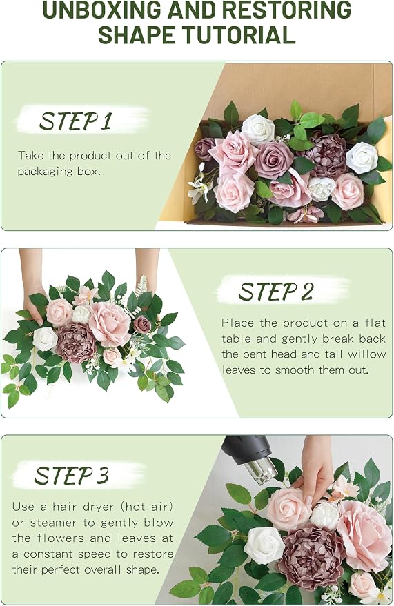 Wedding decor (pack of 2) Welcome Sign Flower Backdrop Garland For Ceremony Reception Wall Easel Home Decoration Entryway Faux Outdoor Board Head Table Decor (Dusty Rose)