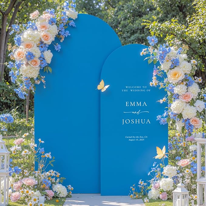 Baby Blue and Royal Blue Arch Cover 2 Set-7.2FT and 6FT Arch Backdrop Cover Spandex Fitted Wedding Arch Stand Covers for Baby Shower Boy Birthday Party Gender Reveal Photo Background Decorations
